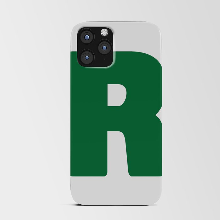 R (Olive & White Letter) iPhone Card Case