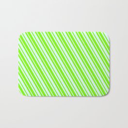 [ Thumbnail: Light Cyan and Green Colored Lines/Stripes Pattern Bath Mat ]