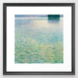 Island in the Attersee Gustav by Klimt Date 1902 // Abstract Oil Painting Water Horizon Scene Framed Art Print | Autumn Fall Colors, Waves Wave Spring, Photography Style In, Painting, College Dorm Room Of, Modern Vintage Home, Horizon Grainy Sky, Minimalist Brush 70S, Pond Reflection Sun, Retro Colorful Color 