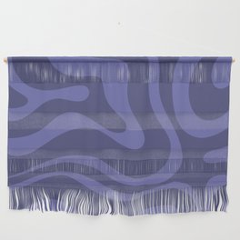 Modern Retro Liquid Swirl Abstract Pattern Square in Periwinkle Purple Wall Hanging