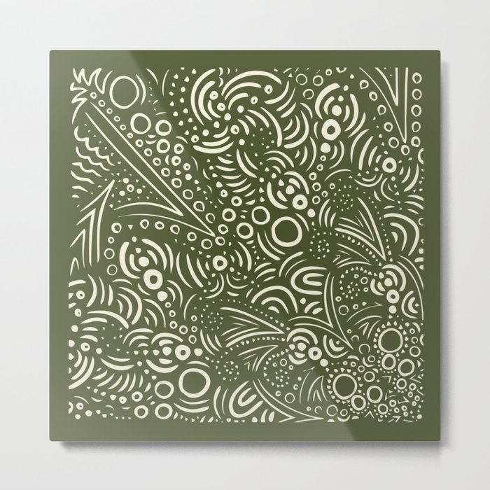 Intricate Exotic Pattern Green Metal Print