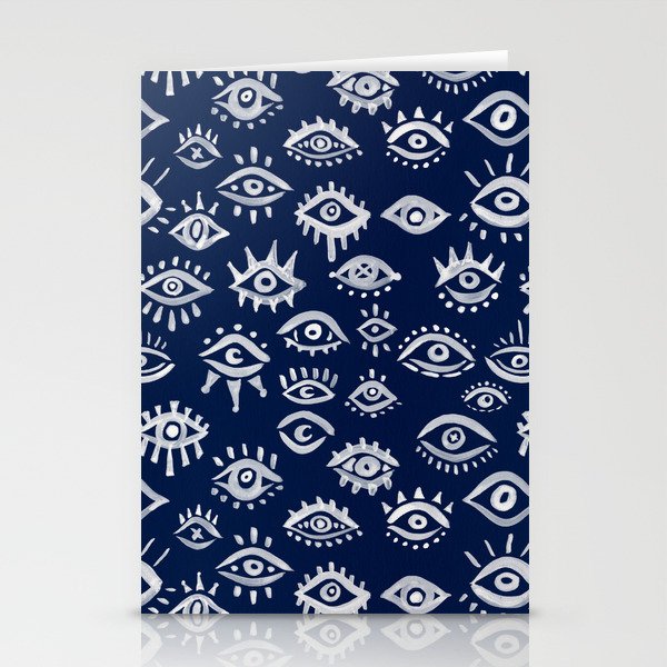 Mystic Eyes – White on Navy Stationery Cards
