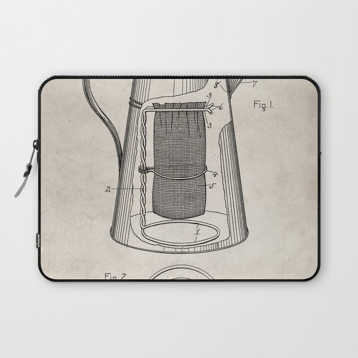 Coffee Percolator Patent - Coffee Shop Art - Antique Laptop Sleeve