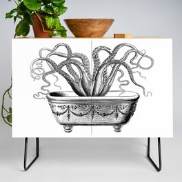 Tentacles in the Tub | Octopus in Bath | Vintage Octopus | Black and White | Credenza