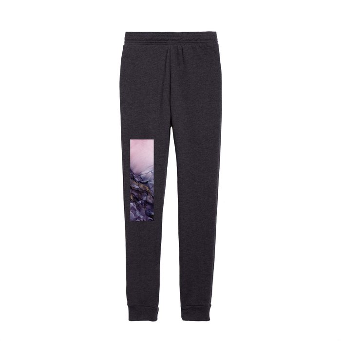 Pink Lilac Deep Purple Gold Abstract Painting Kids Joggers