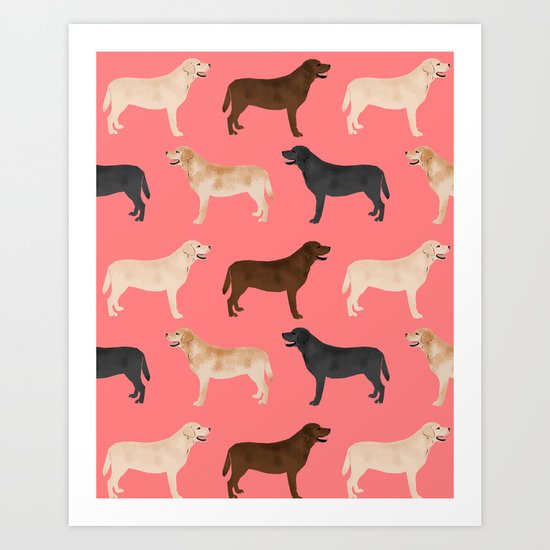 Labrador retriever coats of all colors dog breed pet portraits dogs pets unique pet themed gifts Art Print