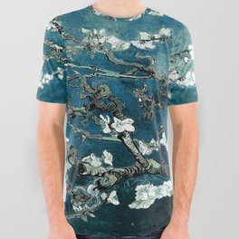 Van Gogh Almond Blossoms : Dark Teal All Over Graphic Tee