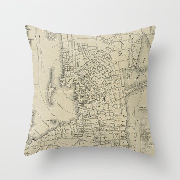 Vintage Map of Newport Rhode Island (1901) Throw Pillow