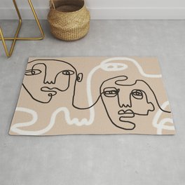 Faces line art minimalist design Area & Throw Rug