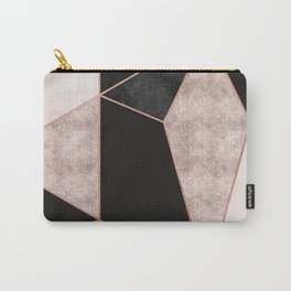 Modern geometric rose gold black pink marble Carry-All Pouch