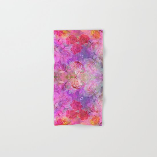 Dream Roses in soft pink, purple and orange Hand & Bath Towel
