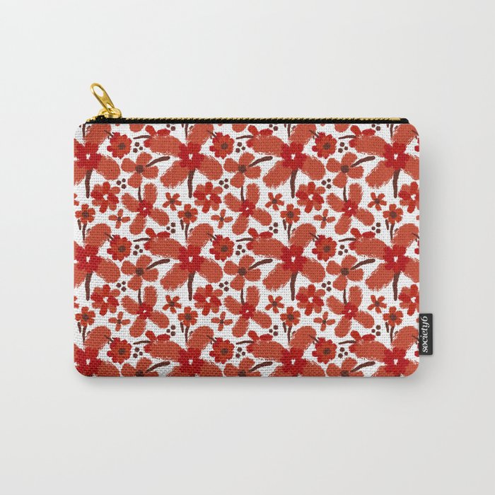 Red Orange Bold Abstract Flowers  Carry-All Pouch