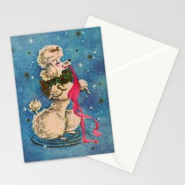 Vintage Christmas Dog - Fancy Poodle Stationery Card