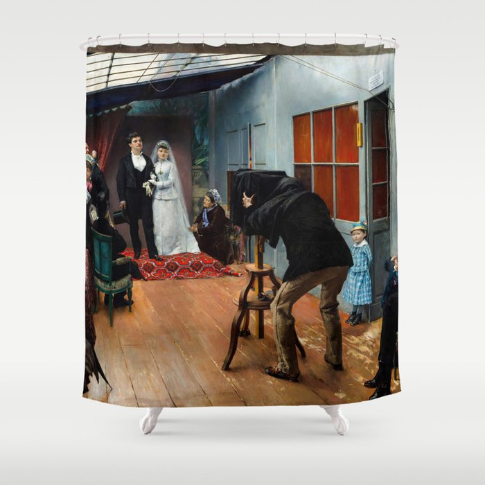 Wedding in the Photographer’s Studio, 1879 by Pascal Dagnan Shower Curtain