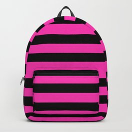 Hot Pink and Black Stripes Backpack | Leahmcphail, Pinklover, Hotpink, Lines, Digital, Forher, Pinkandblack, Stripes, Neonpink, Repeatingpattern 