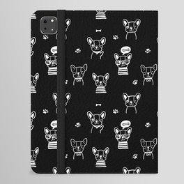 Black and White Hand Drawn Dog Puppy Pattern iPad Folio Case