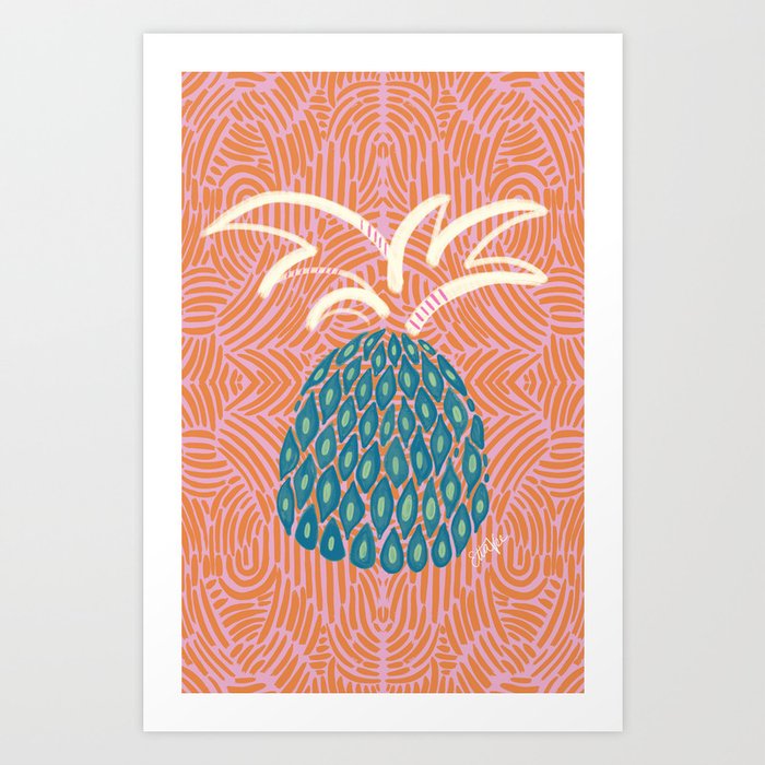 EttaVee Pineapple Sketch Pink Art Print