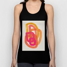 Funky Retro 70's Style Pattern Orange Pink Greindent Striped Circles Mid Century Colorful Pop Art Unisex Tanktop | Funky, Midcentury, Striped, Circles, Watercolor, Popart, Greindent, Pink, Colorful, Orange 