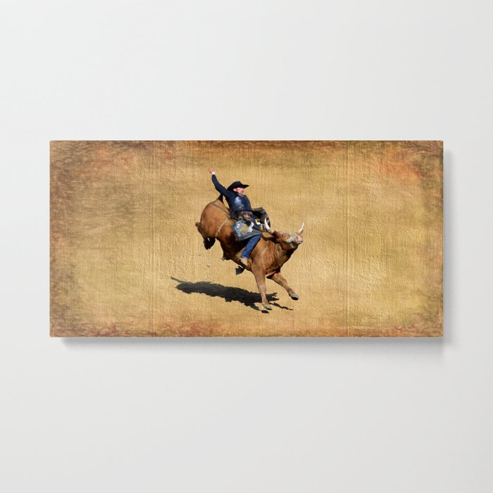 Bull Dust! - Rodeo Bull Riding Cowboy Metal Print