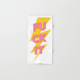 'fuck it' vintage retro lightning bolt poster Hand & Bath Towel
