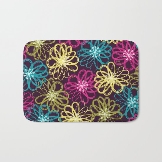 Drybrush Floral Bath Mat