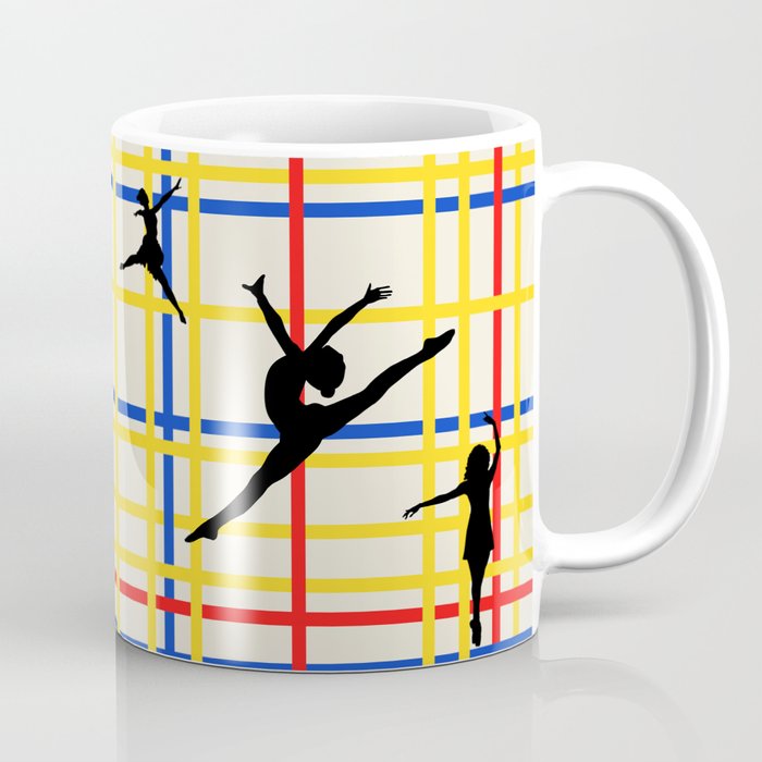 Dancing like Piet Mondrian - New York City I. Red, yellow, and Blue lines on the light yellow background Coffee Mug