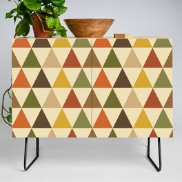 Geometric Triangle Pattern (brown, sage green, orange) Credenza