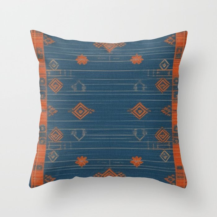 Blue Orange Moroccan Throw Pillow