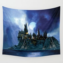 Castle in Night Wall Tapestry
