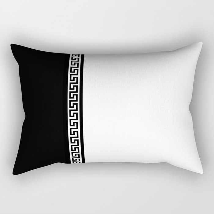 Greek Key 2 - White and Black Rectangular Pillow