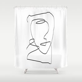 Abstract head, Minimalist Line Art Shower Curtain