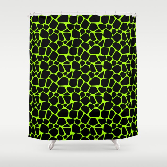 Neon Safari Lime Green & Black Shower Curtain