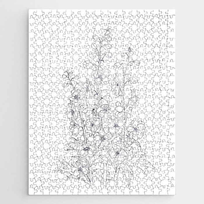 delphinium  larkspur flower drawing  Jigsaw Puzzle