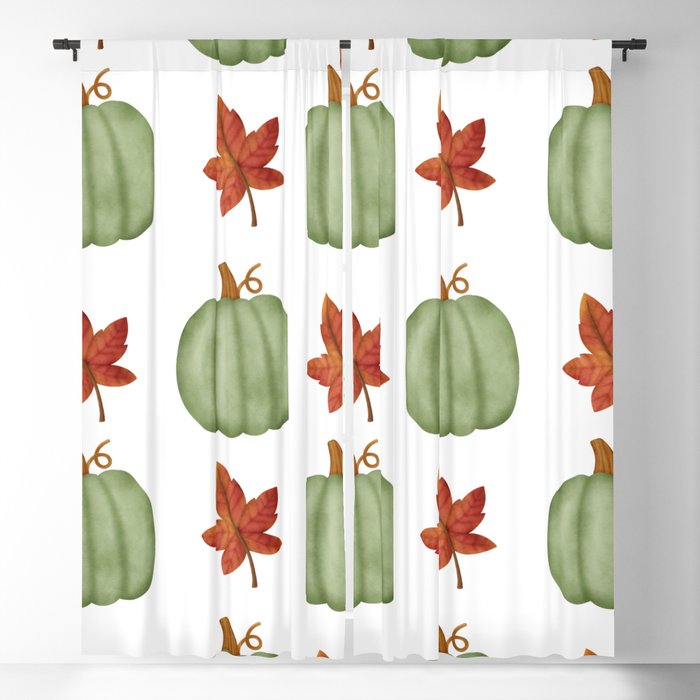 Watercolor Pumpkin Seamless Pattern Blackout Curtain