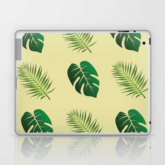 Pattern with leaves and yellow background Laptop & iPad Skin