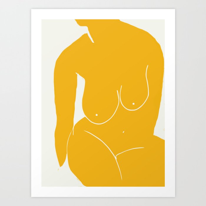 Nude in yellow 2 Art Print