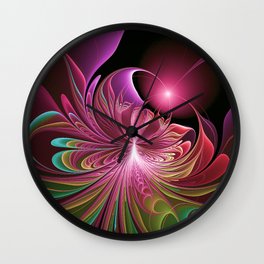 Bursting with Color Wall Clock | Abstract, Pastels, 3D, Colorcolorful, Pink, Digital, Fractal, Fractalart, Graphicdesign 