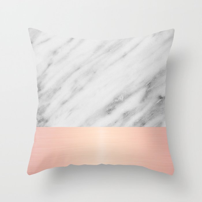 Real Italian Marble and Pink Throw Pillow