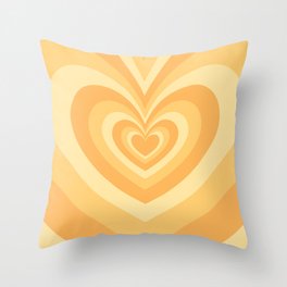 Muted Pastel Yellow Psychedelic Hearts Pattern Throw Pillow