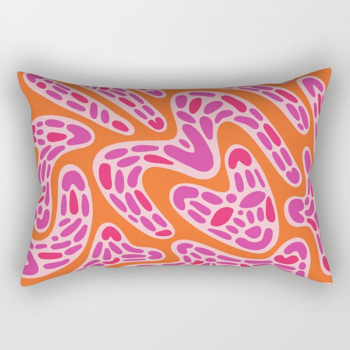 Vibrant Fun Abstract Pattern in Pink and Orange Rectangular Pillow