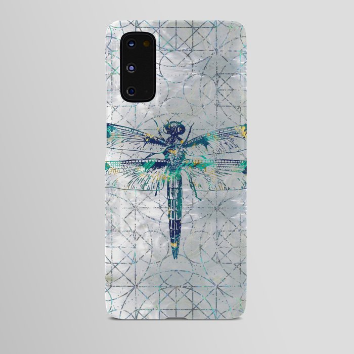 Gemstone Dragonfly on sacred geometry pattern Android Case