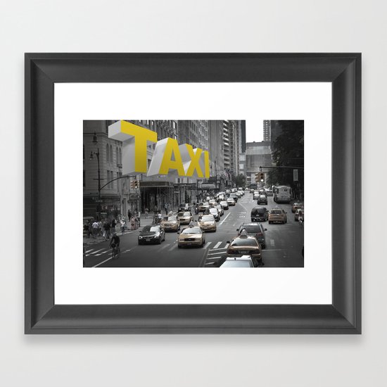 New York Taxi in the air Framed Art Print
