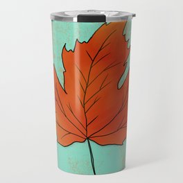 Maple Leaf Turning on Turquoise Travel Mug