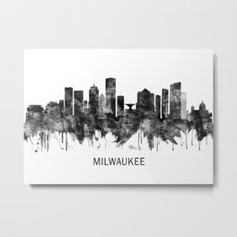 Milwaukee Wisconsin skyline BW Metal Print
