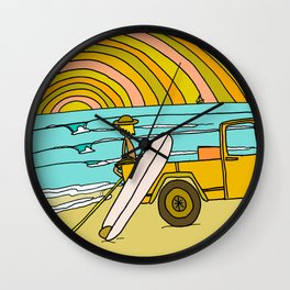 classic summer surf vibes forever Wall Clock