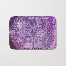 LACE AND LEATHER - Underwear Love Project Deep Purple Lace Pattern Fancy Elegant Typography Abstract Bath Mat | Typography, Digital, Quote, Goth, Ebiemporium, Ombre, Floral, Love, Lyrics, Abstract 