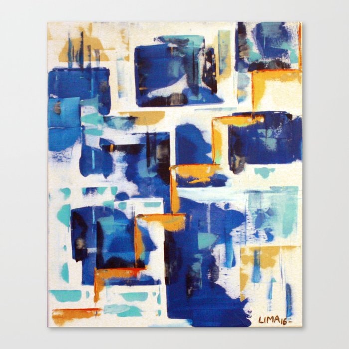 Stairway To Heaven Abstract Acrylic Painting With Blue And White