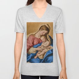 Madonna with the Sleeping Child, 1640-1685 by Sassoferrato V Neck T Shirt