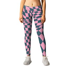 Chequerboard Pattern - Pink Blue Leggings