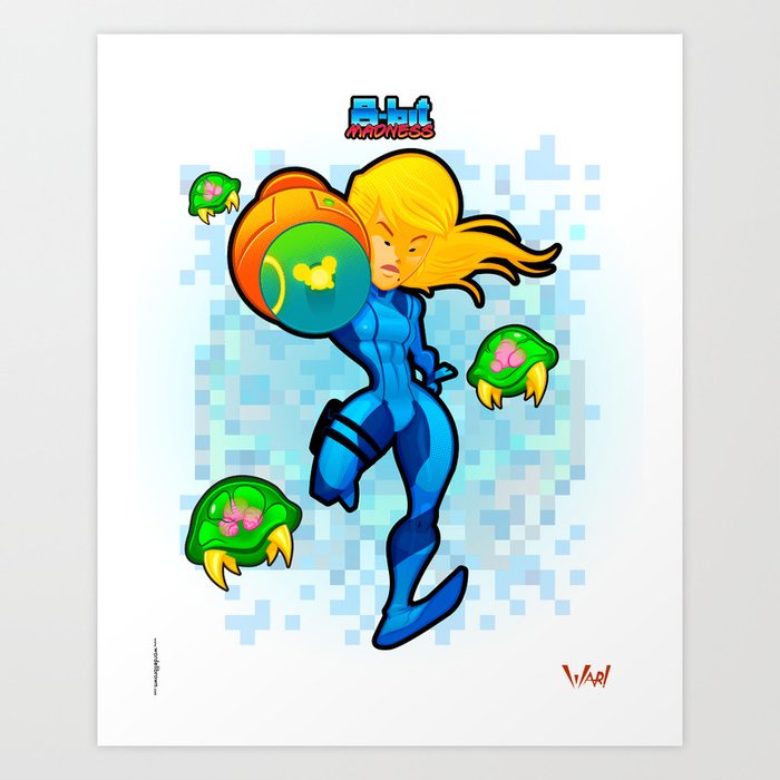 8 Bit Madness Metroid Zero Suit Art Print